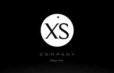 XS X S simple black white circle alphabet letter logo vector icon template