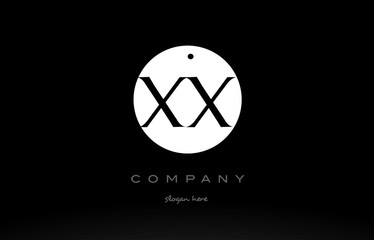 XX X X simple black white circle alphabet letter logo vector icon template