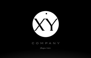 XY X Y simple black white circle alphabet letter logo vector icon template