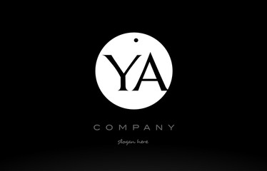 YA Y A simple black white circle alphabet letter logo vector icon template