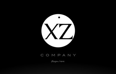 XZ X Z simple black white circle alphabet letter logo vector icon template
