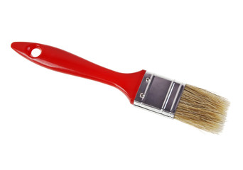 Red paintbrush isolated on a white background