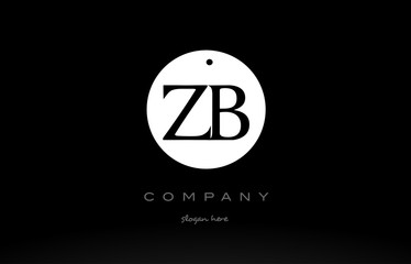 ZB Z B simple black white circle alphabet letter logo vector icon template