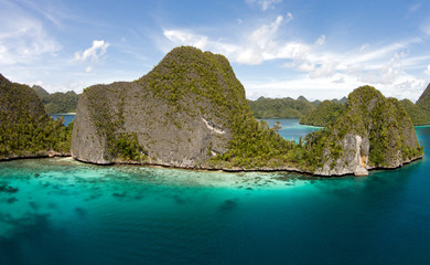 Scenic view of limestone island chain Wayag Island Raja Ampat Indonesia