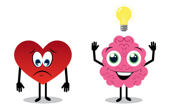 Funny Heart And Brain Illustration Vector Design