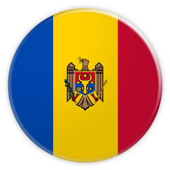 Obraz premium Moldova Flag Button, News Concept Badge, 3d illustration on white background