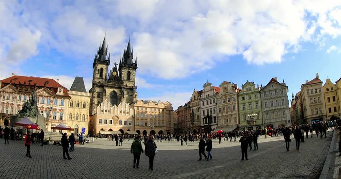 Timelapse Astronomical Clock Tower on Old Town Square at Prague