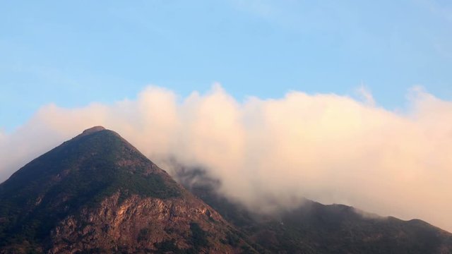 4K Time Lapse of Flowing Clouds in Mountains, Lantau Island, Hong Kong.