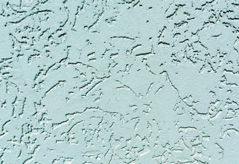 Cyan color plaster wall patten.