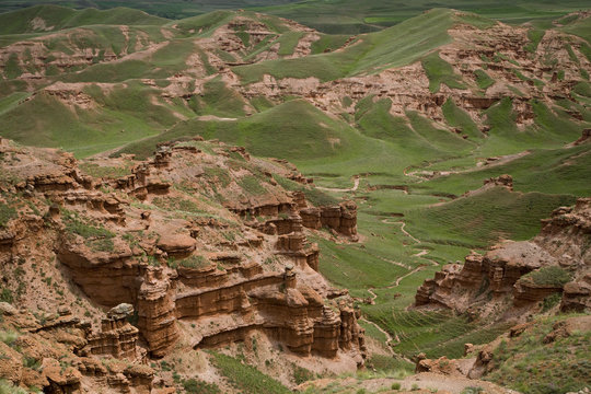 Scenic view of red sandstone rocks of Narman Valley Erzurum Turkey