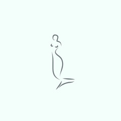 mermaid icon vector line illustration