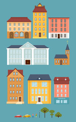 Flat City Landscape Elements Set