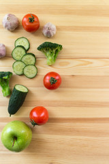 Vegetables on the wooden background