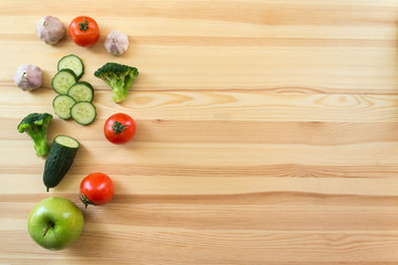 Vegetables on the wooden background
