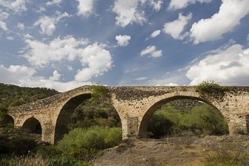 Fototapeta na wymiar Historical stone Kız Köprüsü Kula Manisa Turkey