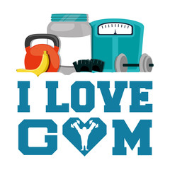 i love gym fitness sport card vector illustration eps 10