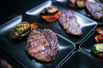 Beef or pork meat barbecue on plate