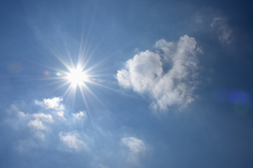 太陽と青空と雲（メルヘン・太陽に近づく雲の小鳥）