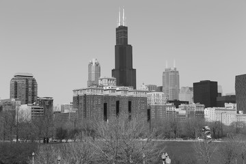 Obraz premium Chicago Skyline Black and White