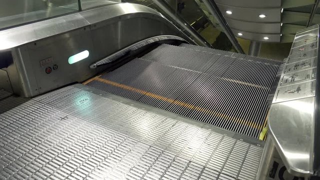 Close-up View of Working Escalator