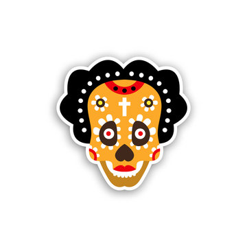 Skull for day of the dead. Design Mexican masks. Vector illustration isolated on white background.