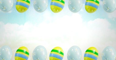 Easter eggs in front of blue sky