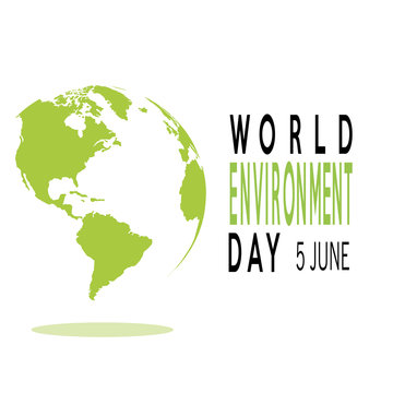 vector of a world environment day, and green planet, text over white  color backdrop