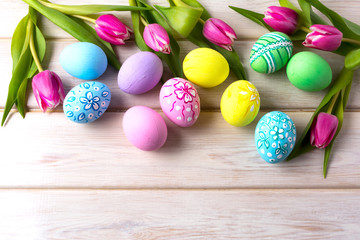 Easter multicolored floral decorated eggs