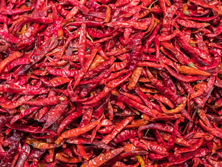 Fototapeta premium Dried chili peppers at a market