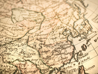 Fototapeta na wymiar アンティークの世界地図　東アジア 