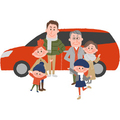 the family to go out by car