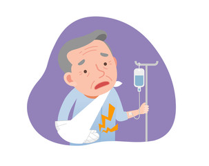 old man with broken arms