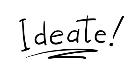 Business Buzzword: ideate - vector handwritten phrase - obrazy, fototapety, plakaty