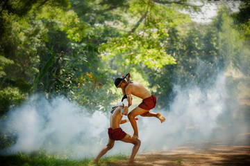 Fototapeta premium Muay thai or Thai boxing at Thailand