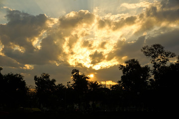 Obraz premium early morning multicolored summer sunrise and clouds yellow