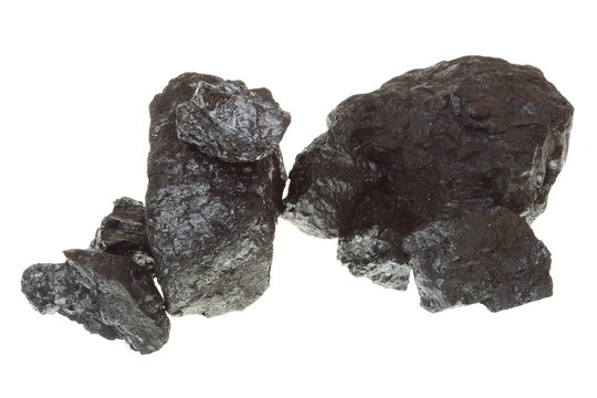 Pieces of coal isolated on white background