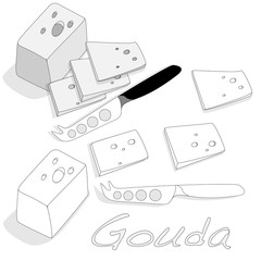 Isolated Gouda cheese  vector illustration on a white