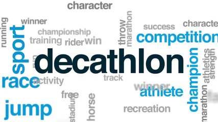 Decathlon animated word cloud, text design animation.