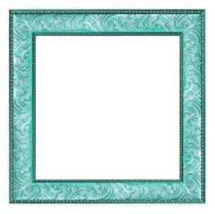 blue vintage picture and photo frame isolated on white background