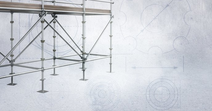 3D scaffolding on soft grey background