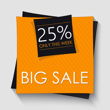 Big Sale Banner Template Design. Orange Square Advertising Label