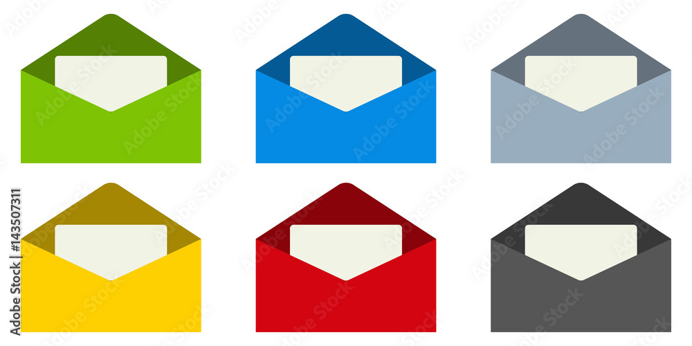 Poster email mail envelope with a letter inside, vector set