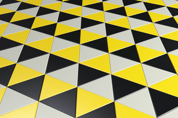 Pattern of black, white and yellow triangle prisms