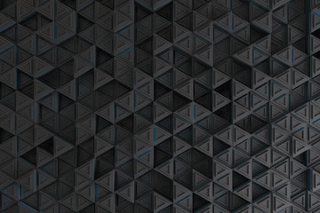 Obraz premium Pattern of grey triangle prisms with blue glowing lines