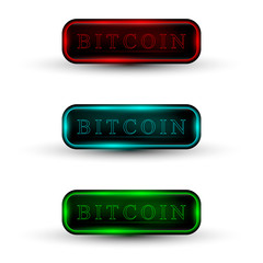 The vector set of web buttons with neon light