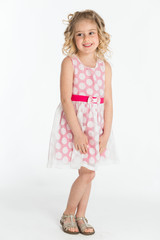 Pretty blonde kid on white background
