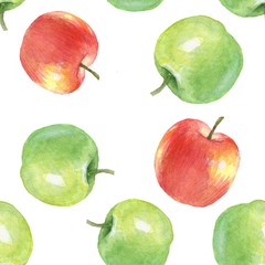Watercolor apples, isolated on white background. Hand drawn elements for design