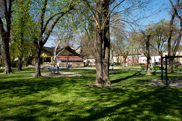 The central square and the park of Sombor, the city at the border between Serbia and Hungary