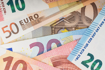 Eurogeldscheine, Draufsicht, Hintergrund