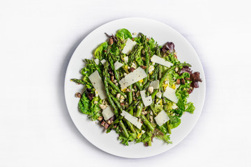 Asparagus salad on white background